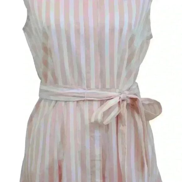 Calvin Klein Pink Striped Button Down Sleeveless Knee Length Sundress Size 8 - Picture 6 of 10